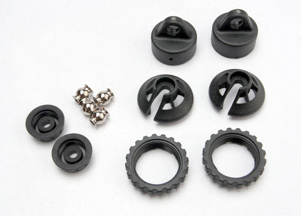 Caps and spring retainers, gtr shock (upper cap (2)/ hollow balls (2)/ bottom cap (2)/ upper retainer (2)/ lower retainer (2)) afbeelding