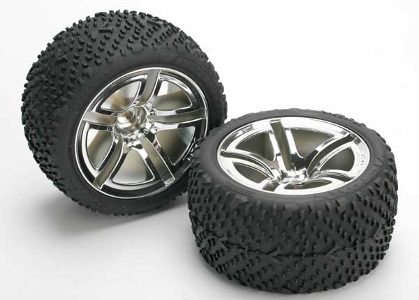 Tires & wheels, assembled, glued (jato twin-spoke wheels, victory tires, foam inserts) (nitro rear) (2) afbeelding