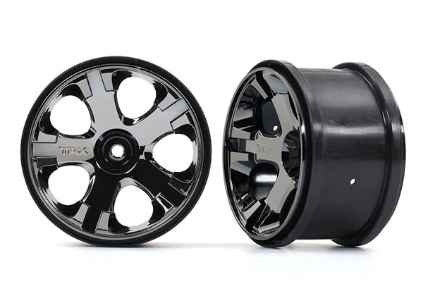 Wheels, all-star 2.8" (black chrome) (nitro rear/ electric front) (2)
