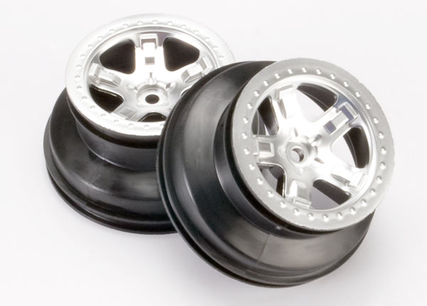 Wheels, sct satin chrome, beadlock style, dual profile (2.2" outer, 3.0" inner) (front)