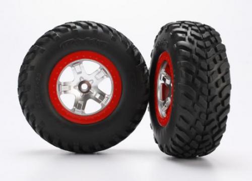 SCT Soft Short Course Tyres on SCT Chrome/Chrome Wheels - 12mm Hex (2) (2WD Front)