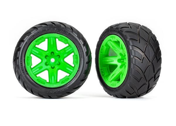 Tires & wheels, assembled, glued (2.8') (RXT green wheels, Anaconda tires, foam inserts) (4WD electric front/rear, 2WD electric front only) (2) (TS...