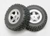 Tires and wheels, assembled, glued (sct satin chrome wheels, sct off-road racing tires, foam inserts) (1 each, right & left) (TRX-7073)