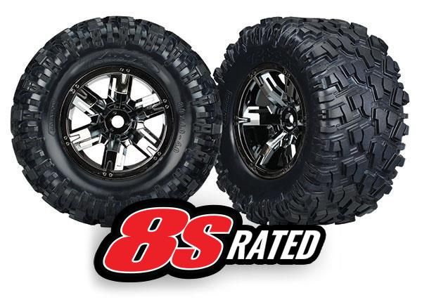 Tires & wheels, assembled, glued (X-Maxx black-chrome wheels) (TRX-7772A)