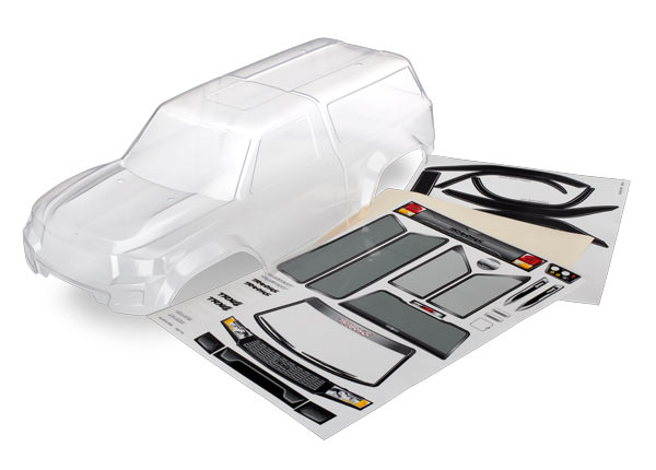 Body with camper, TRX-4 Sport (clear, trimmed, requires painting) w/ decal sheet