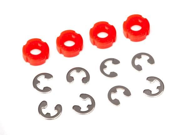 Piston, damper (red) (4)/ e-clips (8) (TRX-8261)