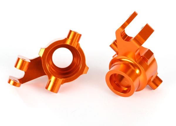 Steering blocks, 6061-T6 aluminum (orange-anodized), left & right (TRX-8937A)