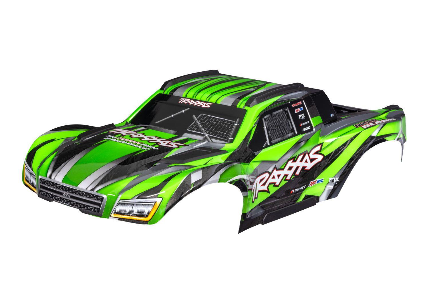 Traxxas - Body, Maxx Slash, green (painted)/ decal sheet (assembled with body support, body plastics, & latches for clipless mounting) (TRX-10211-GRN) afbeelding
