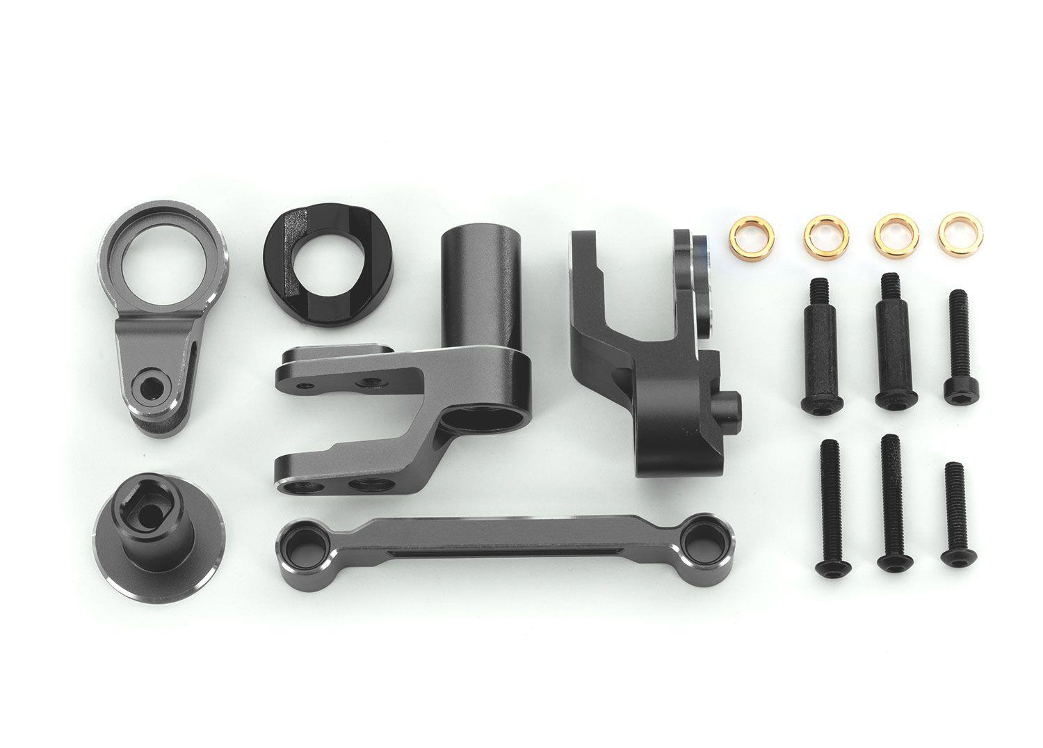 Traxxas - Steering bellcranks, draglink (gray-anodized 6061-T6 aluminum)/ bellcrank bushing (1)/ 3x20mm BCS (with threadlock) (2)/ 3x20mm BCS (with...