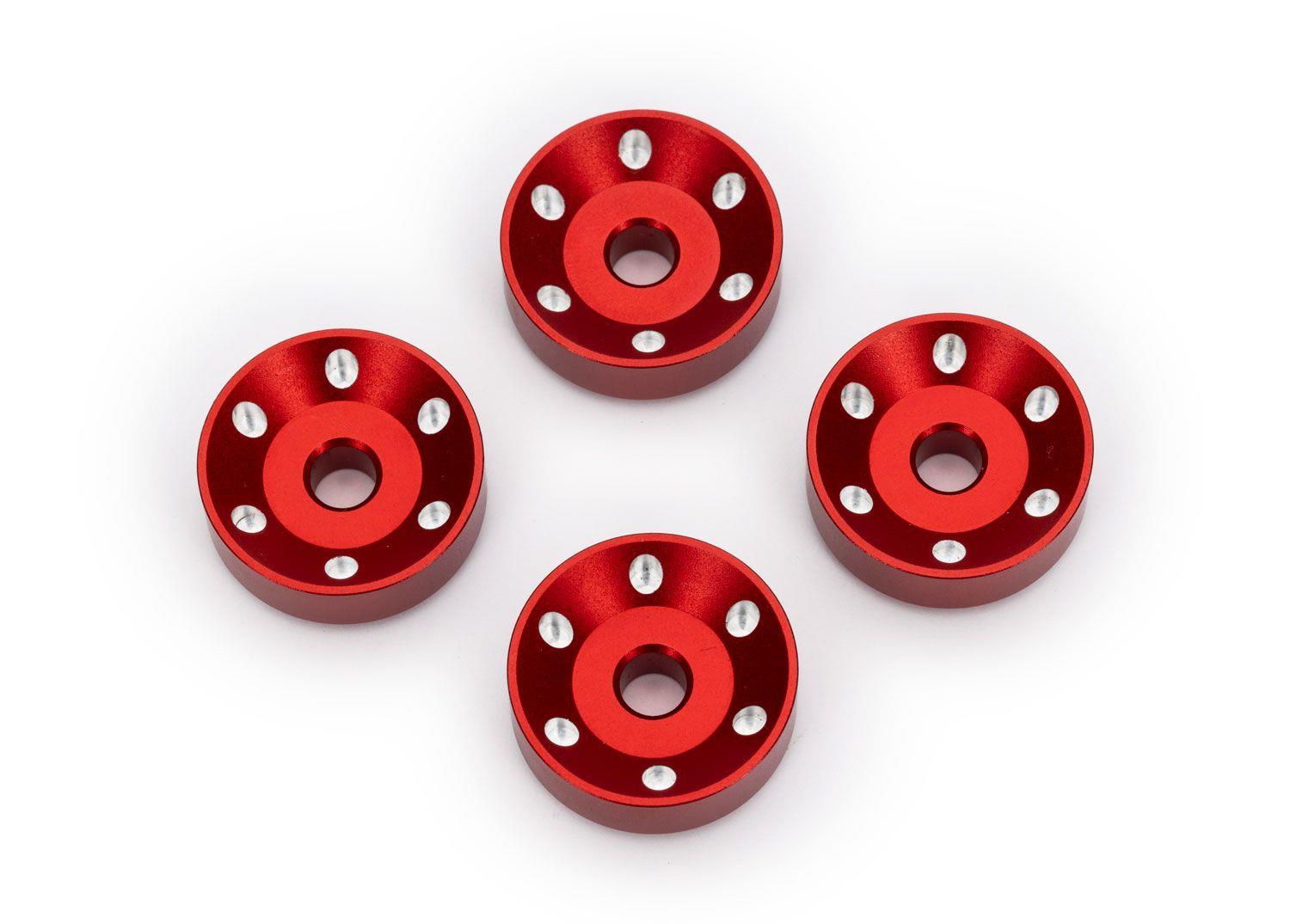 Traxxas - Wheel washers, machined aluminum, red (4) (TRX-10257-RED) afbeelding