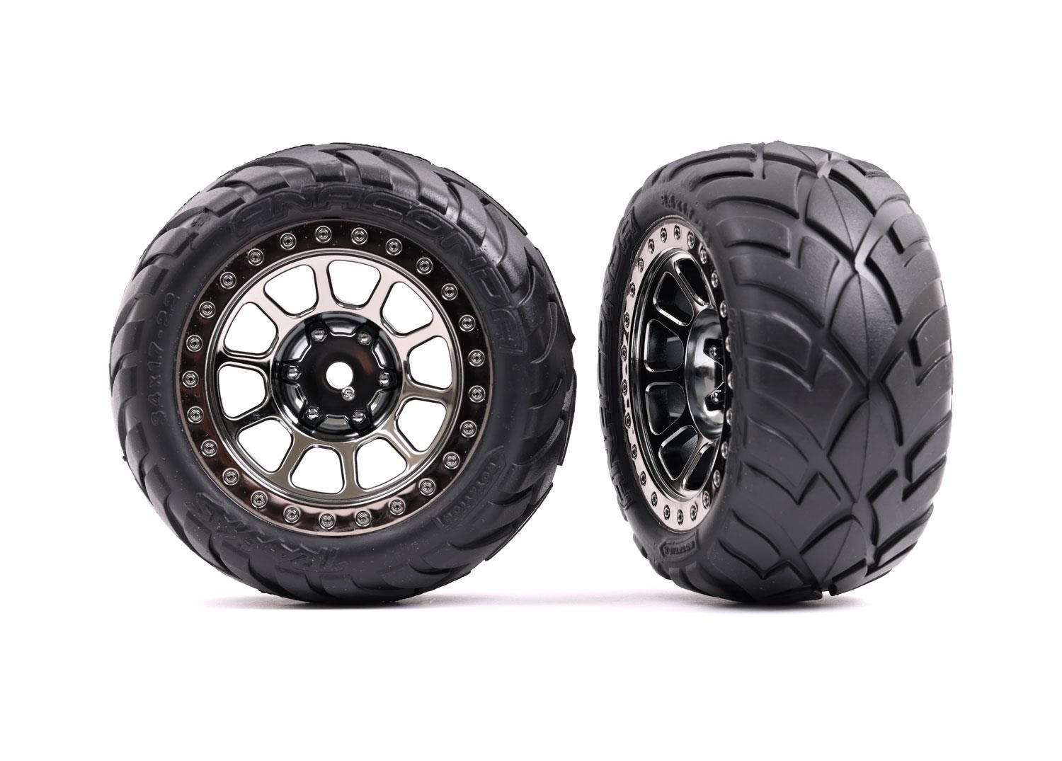 Tires & wheels, assembled (2.2' black chrome wheels, Anaconda 2.2' tires with foam inserts) (2) (Bandit rear)