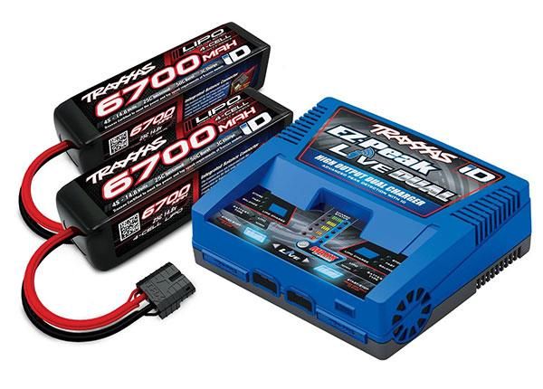 Traxxas 8S set (2X 2890X 14.8V 6700mAh LiPo & 1X 2973 Dual ID charger) afbeelding