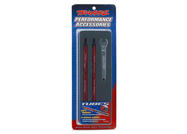 Toe links, maxx (tubes red-anodized, 7075-t6 aluminum, stronger than titanium) (124mm, rear) (2)/ rod ends (4)/ aluminum wrench (1) (for maxx model...