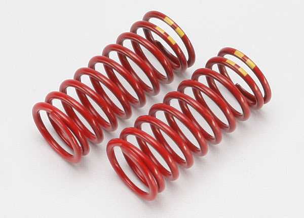 Spring, shock (red) (long) (gtr) (4.9 rate double yellow stripe)