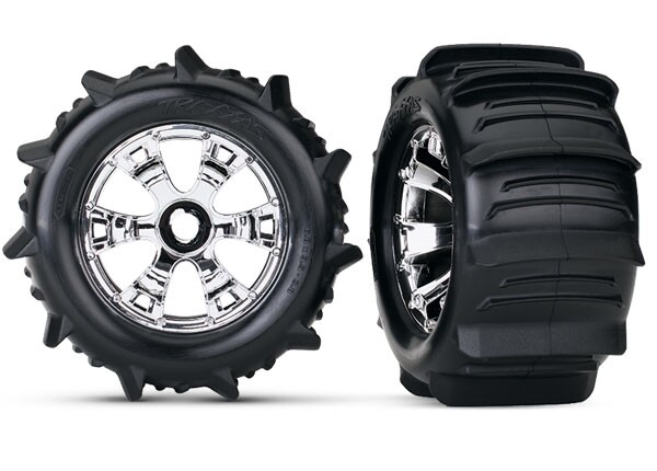 Tires & wheels, assembled, glued Paddle (Geode chrome wheels)