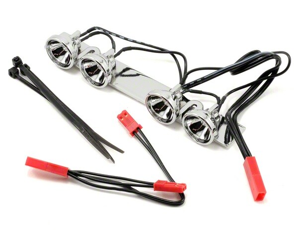 Led lightbar, (chrome, fits summit roll cage)/ light harness (4 clear lights)/ harness adapter afbeelding