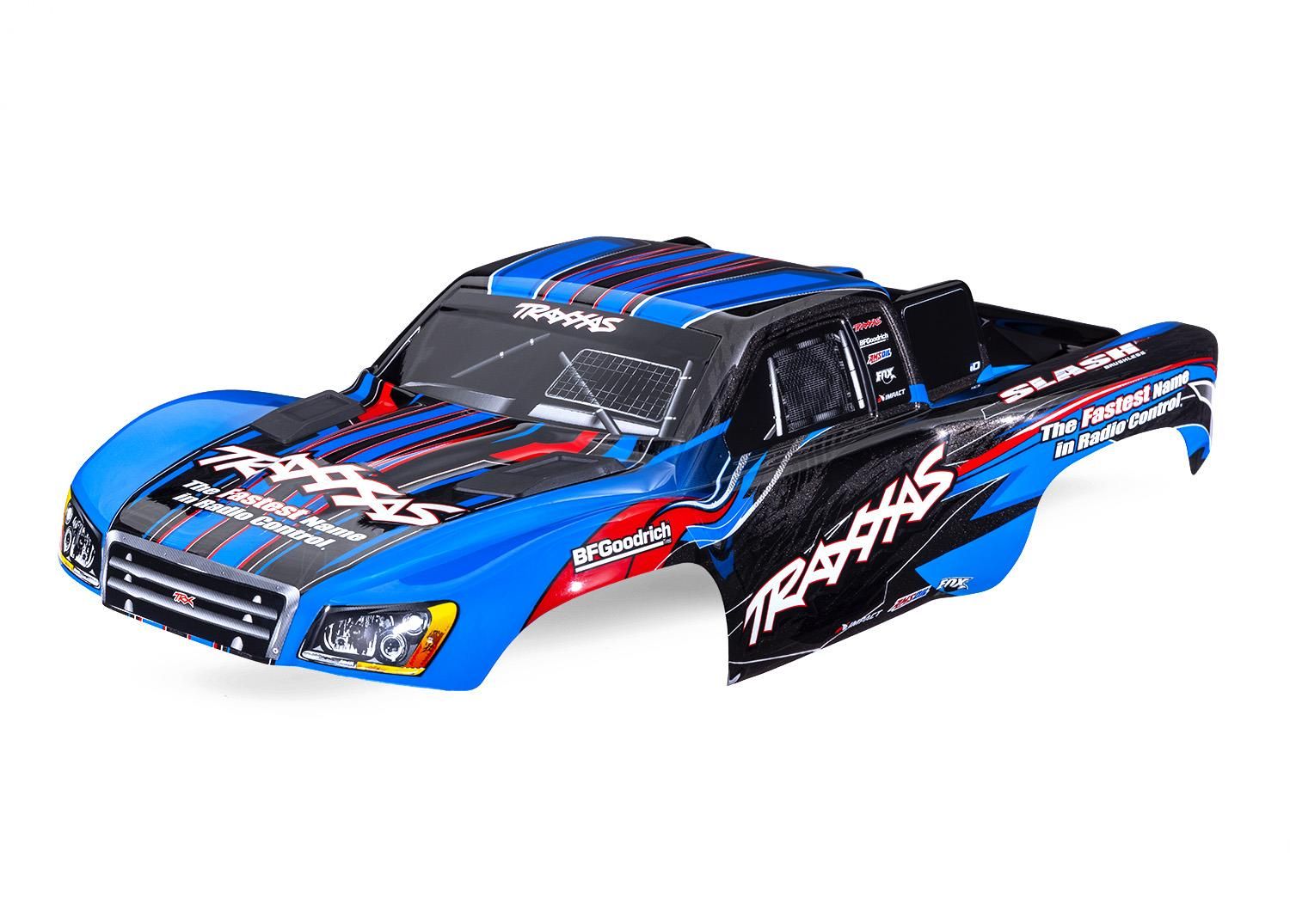 Traxxas - Body, Slash 2WD (also fits Slash VXL & Slash 4X4), blue (painted, decals applied) (assembled with front & rear latches for clipless mount...