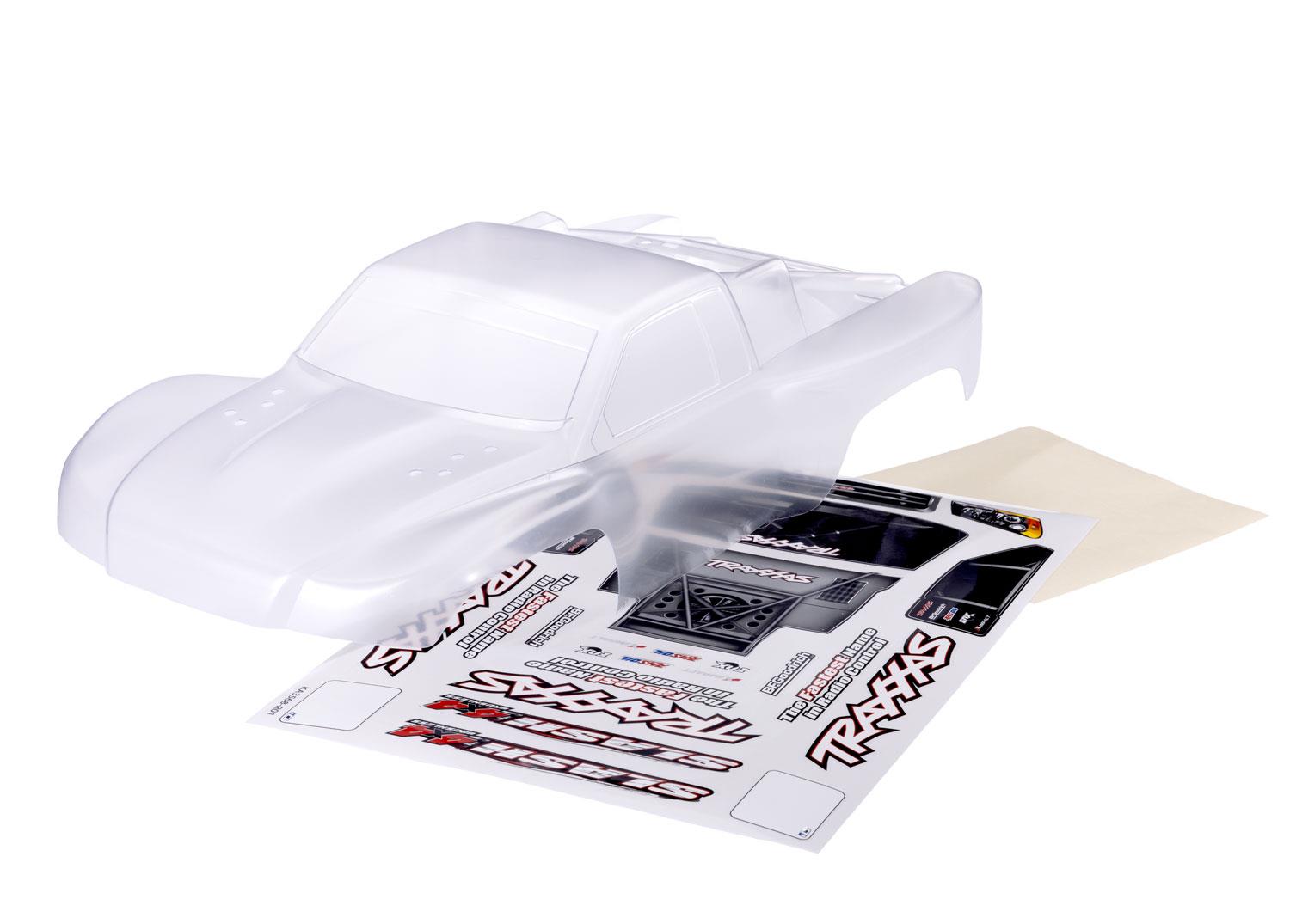 Traxxas - Body, Slash 4X4, heavy duty (also fits Slash VXL & Slash 2WD) (clear, requires painting)/ window masks/ decal sheet (requires #6967 latch... afbeelding