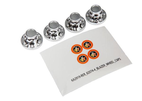 Center caps, wheel (chrome) (4)/ decal sheet (TRX-8164)