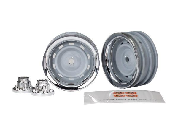 Wheels, 1.9, chrome (2)/ center caps (2)/ center caps (2)/ decal sheet (TRX8165)