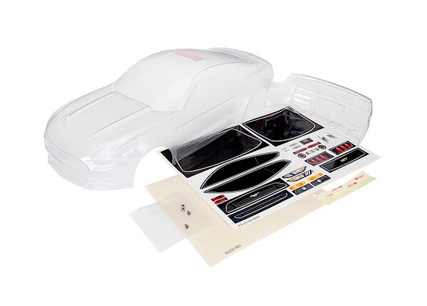Traxxas Body, Ford Mustang (Clear, requires painting) / Window Masks