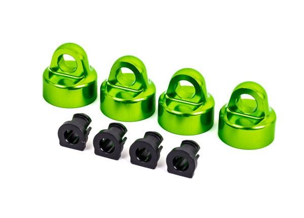Traxxas - Shock caps, aluminum (green-anodized), GTX shocks (4)/ spacers (4) (for Sledge) (TRX-9664G)