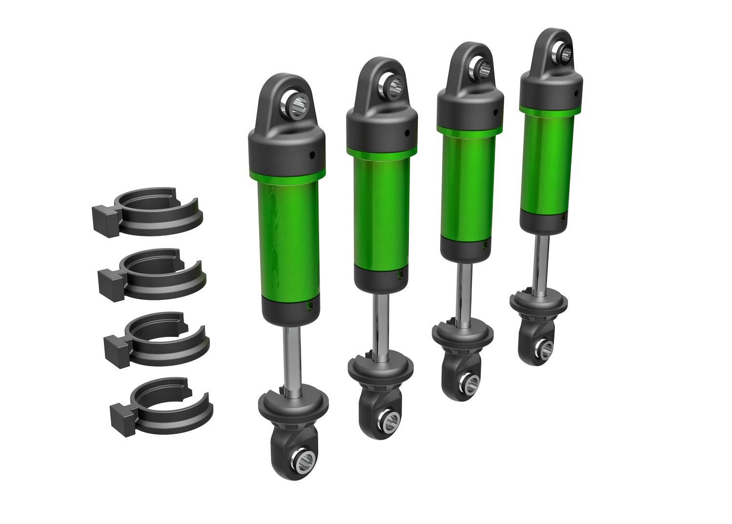 Traxxas - Shocks, GTM, 6061-T6 aluminum (green-anodized) (fully assembled w/o springs) (4) (TRX-9764-GRN)