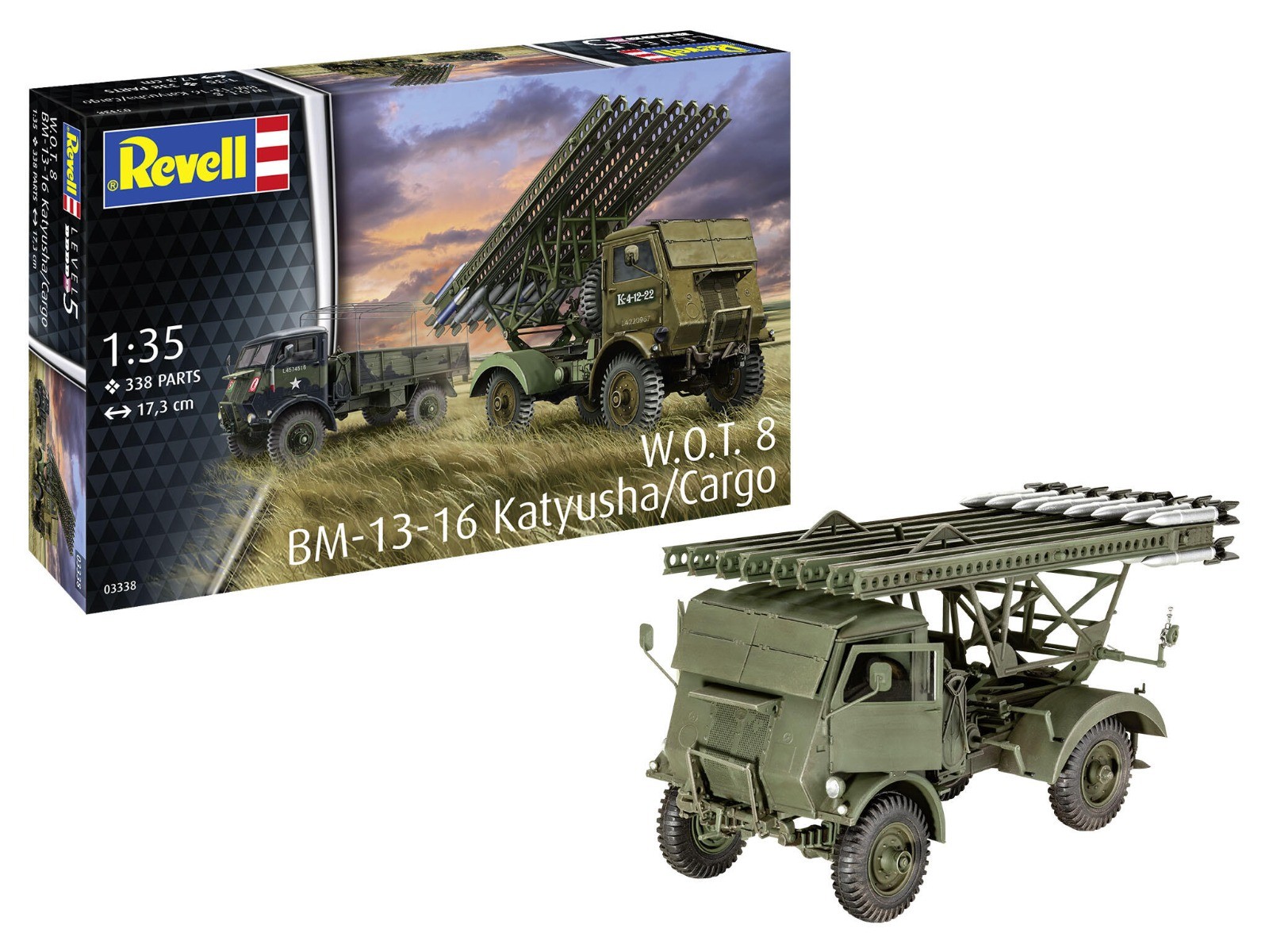 1:35 Revell 03338 Fordson - BM-13-16 op WOT8 Katyusha/Cargo - Militaire Truck Plastic Modelbouwpakket