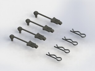 Body Clip Retainers 1/8 Scale (Black) (4PCS) (AR390178)