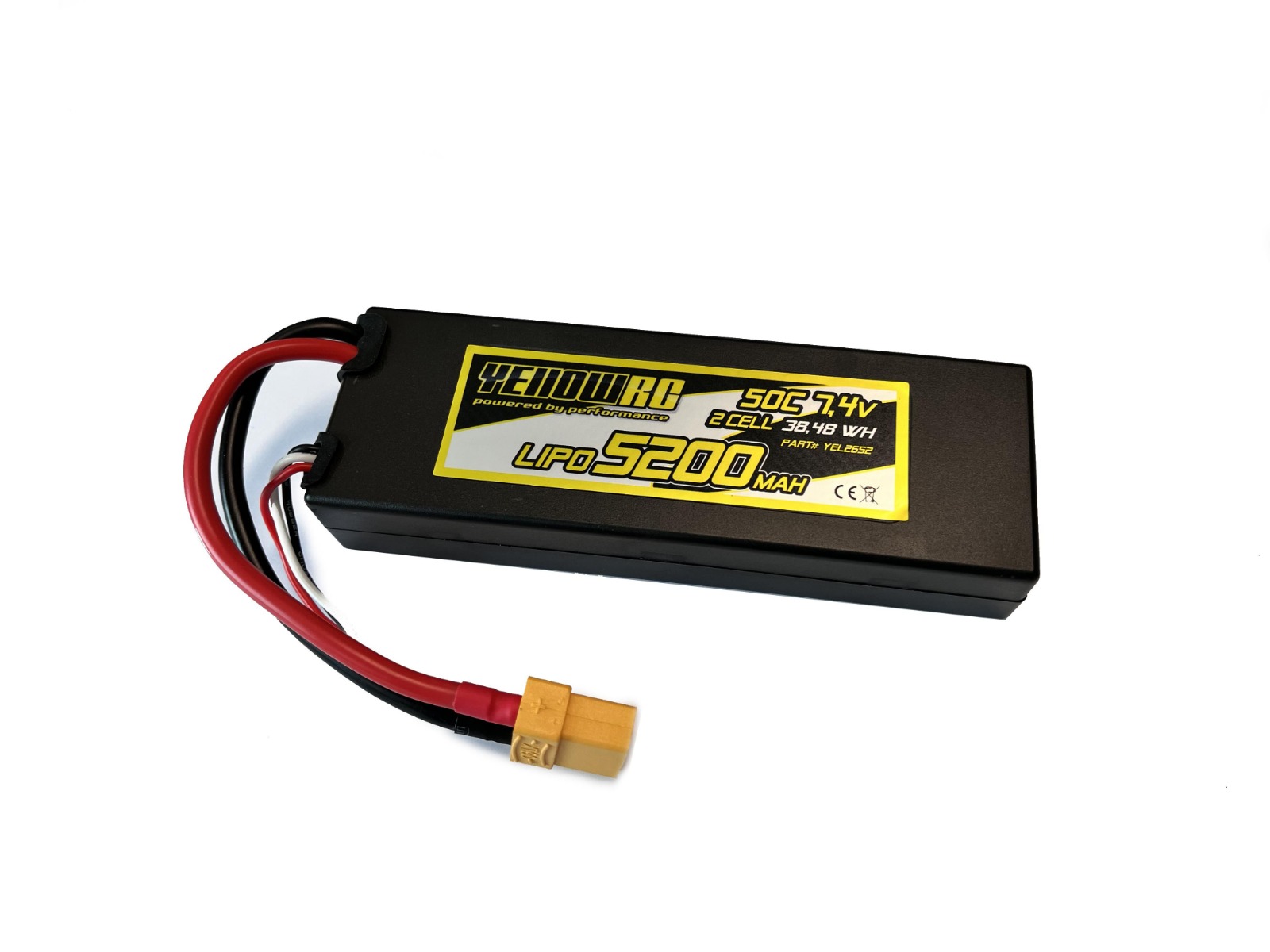 Yellow RC lipo 50c 7.4 volt 5200mah met XT90 stekker afbeelding