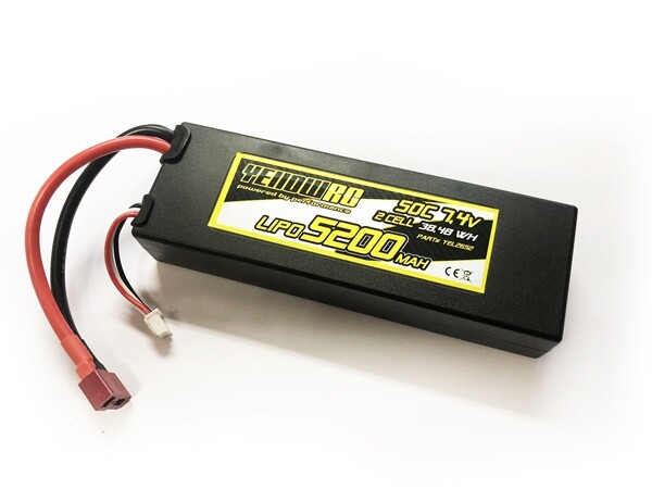 Yellow RC lipo 50c 7.4 volt 5200mah met Dean stekker