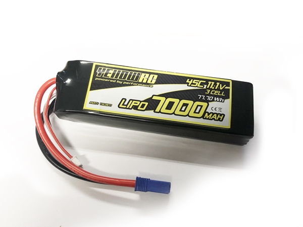 Yellow RC lipo 45c/90c 11,1 volt 7000mah met EC5 stekker