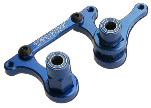 Steering bellcranks, drag link (blue-anodized T6 aluminum)/ 5x8mm ball bearings (4) hardware (assembled) afbeelding