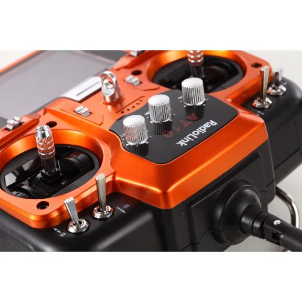 Radiolink T12D 12 Kanaals RC Zender R12F Telemetrie Ontvanger, Ondersteuning voor Langeafstandsmodules ELRS/TBS Crossfire, voor RC Vliegtuig, Drone, Auto, Boot(Modus 2 Linkergashendel