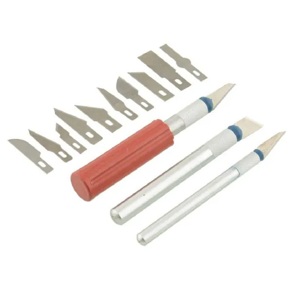 EHDIS Precisiesnijder met 10 titanium messen, scalpel, modelbouw van antislip rubber, precisiesnijder, voor kunstwerk, sculpturen, paars